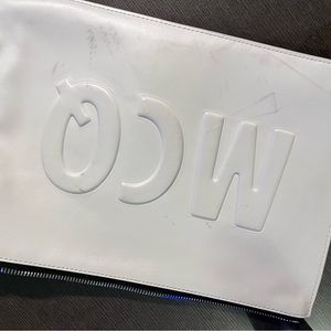 MCQ Logo White Leather Clutch (with Visible Flaws)